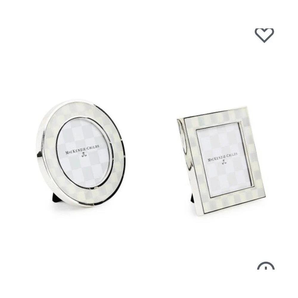 Mackenzie Childs Sterling Check 2pc picture frame